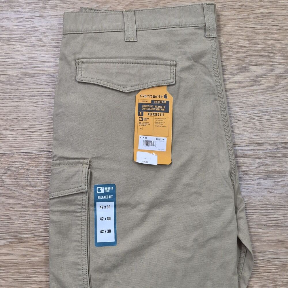 Carhartt Rugged Flex Canvas Cargo Pants Relaxed Fit Straight 40x32 Stretch NEW